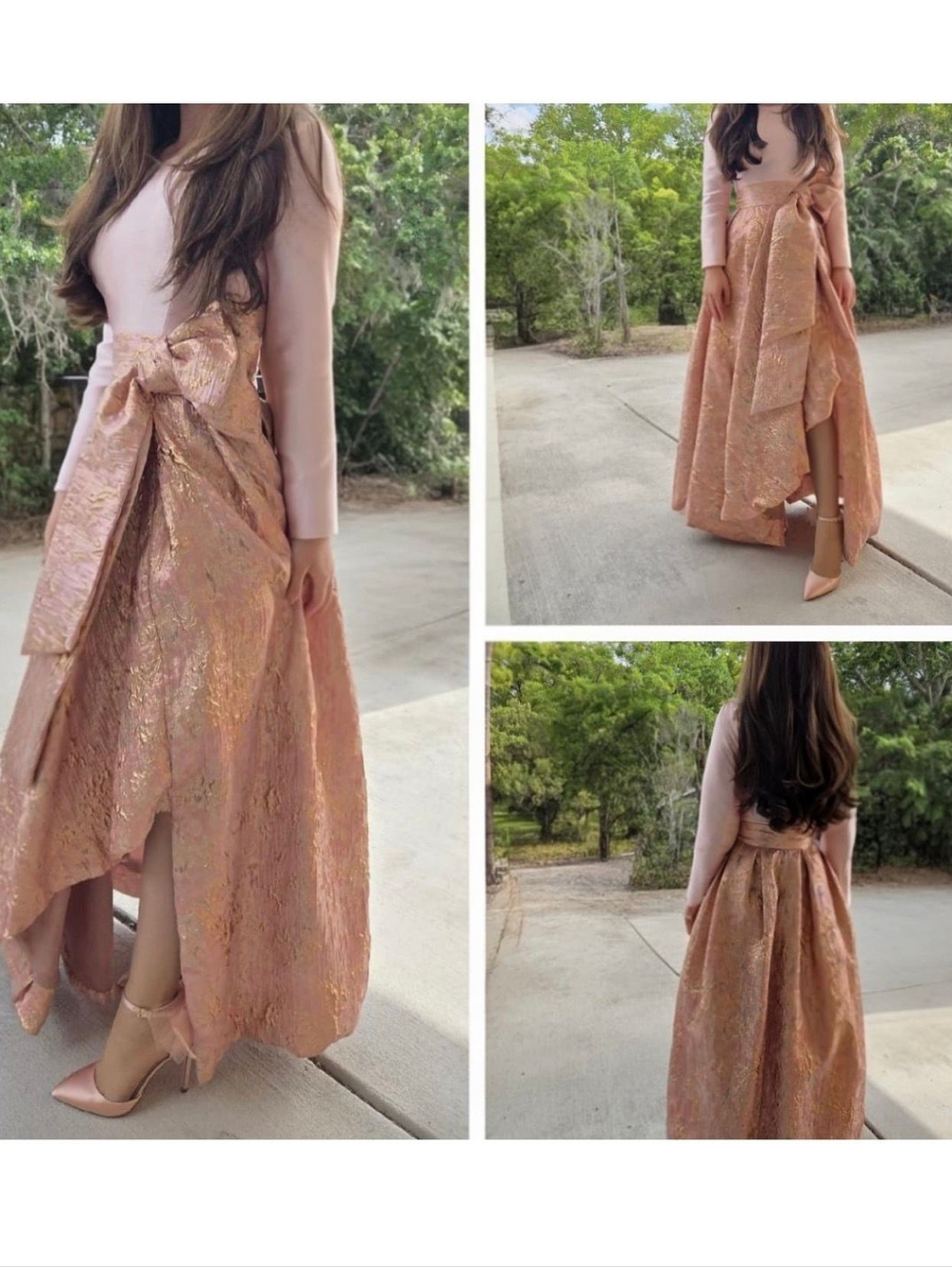 Women's Rose Gold High-Low Gown